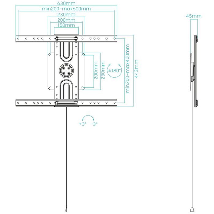 SOPORTE PARED-TV 37"-80" 360º LP3780F-R TOOQ